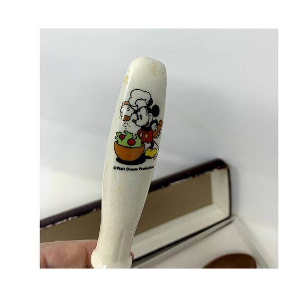 Vintage Disney Mickey Mouse Fork & Spoon Serving Set Wood Retro Kitchen Japan - Picture 4 of 7
